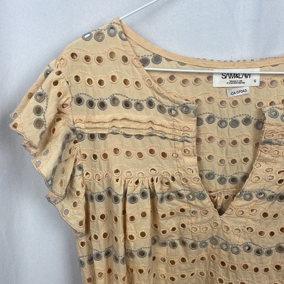 Anthropologie SAM & LAVI Chloe Eyelet Ruffle Mini Dress or Coverup - Size Small - Picture 3 of 10